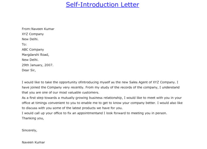 Self Introduction Letter To Clients 