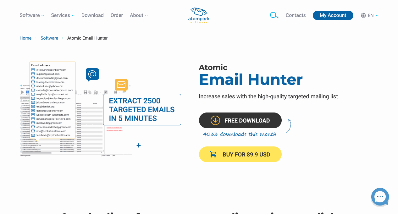 buy atomic email hunter with bitcoin