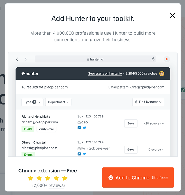 hunter.io chrome extension